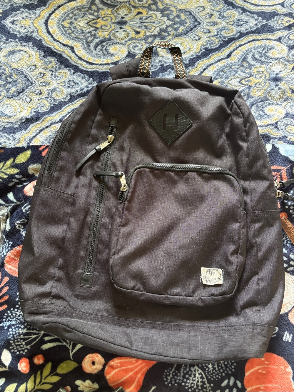 Toms Black Canvas Backpack with Front Pocket